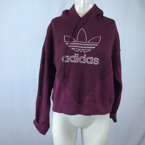 adidas Tops - ADIDAS - WOMEN'S MEDIUM - MAROON LONG SLEEVE PULLOVER HOODIE